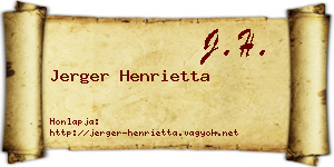 Jerger Henrietta névjegykártya